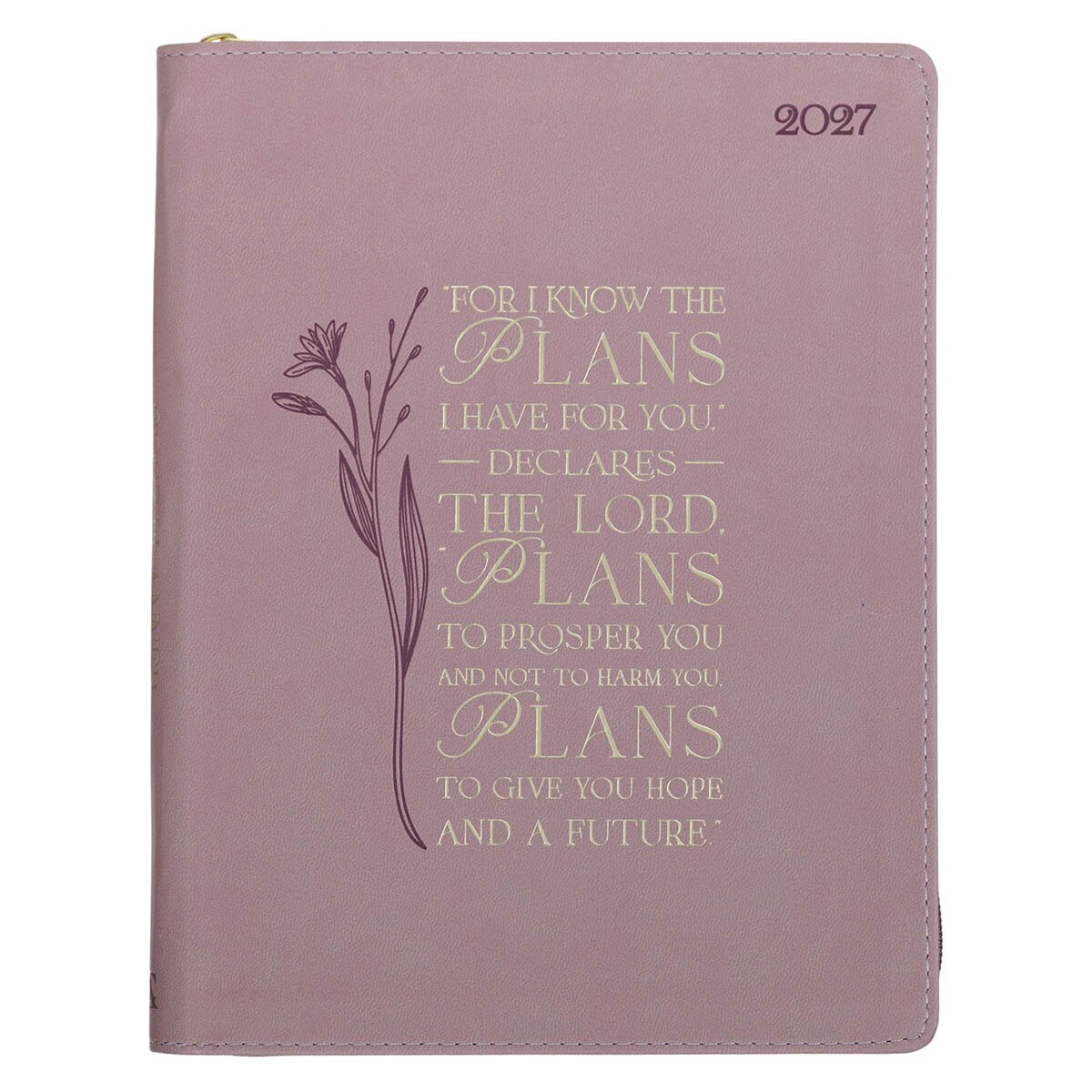 2027 Plans Large Zippered Dusty Mauve Faux Leather 18-Month Planner for Women - Jeremiah 29:11 by Christian Art Gifts