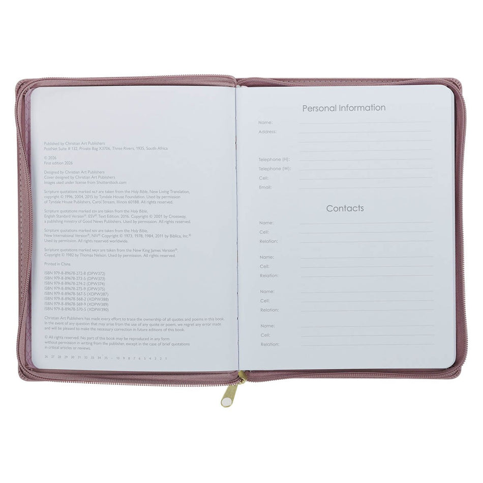 2027 Plans Large Zippered Dusty Mauve Faux Leather 18-Month Planner for Women - Jeremiah 29:11, product view 2