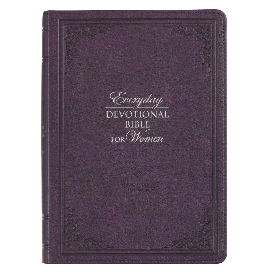 Framed Purple Faux Leather NLT Everyday Devotional Bible for Women