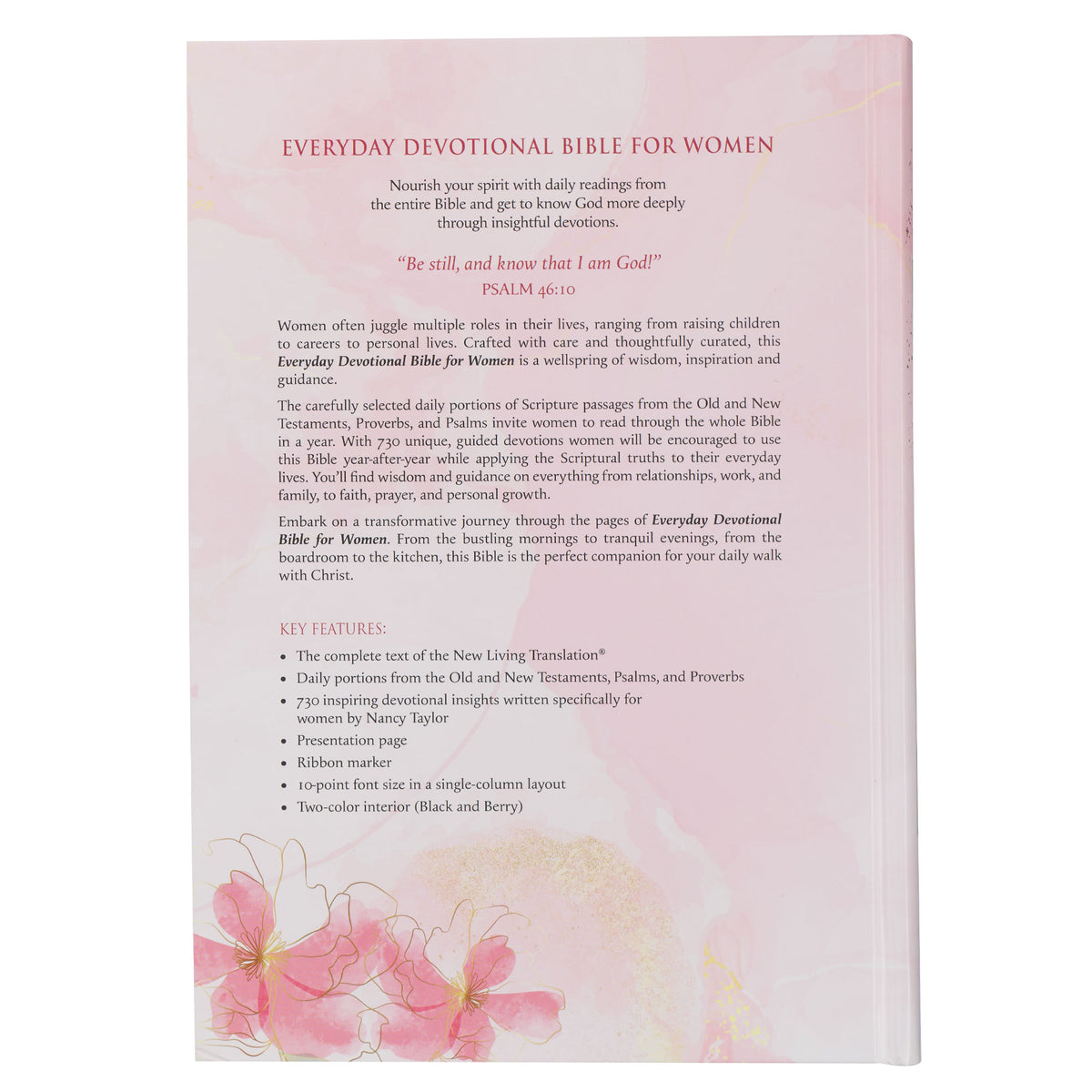 Pink Blossoms Hardcover NLT Everyday Devotional Bible for Women by Christian Art Gifts, product view 4