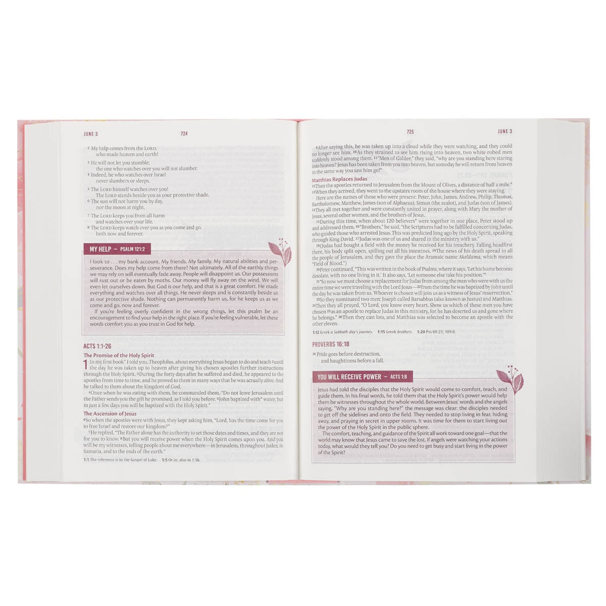 Pink Blossoms Hardcover NLT Everyday Devotional Bible for Women by Christian Art Gifts, product view 5