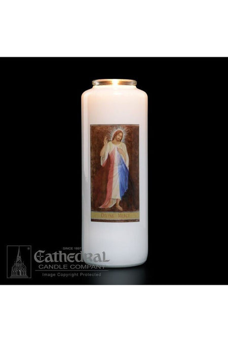 Patron Saint Glass 6 Day Candles - Divine Mercy by Anchor Christian Distributors