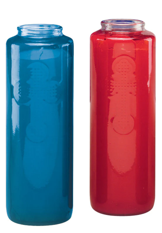 Devotional 5-Day Restricted Glass Candle | Ruby / Blue | Case of 12
