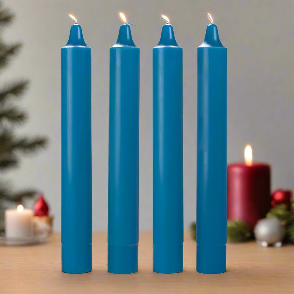 2″ × 1½″ Advent Refill Set | 4 Blue | Straight-Sided Taper Candles