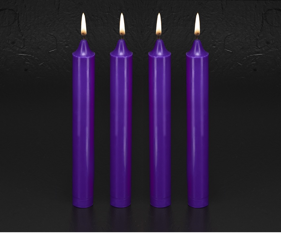 2″ × 1½″ Advent Refill Set | 4 Purple | Straight-Sided Taper Candles