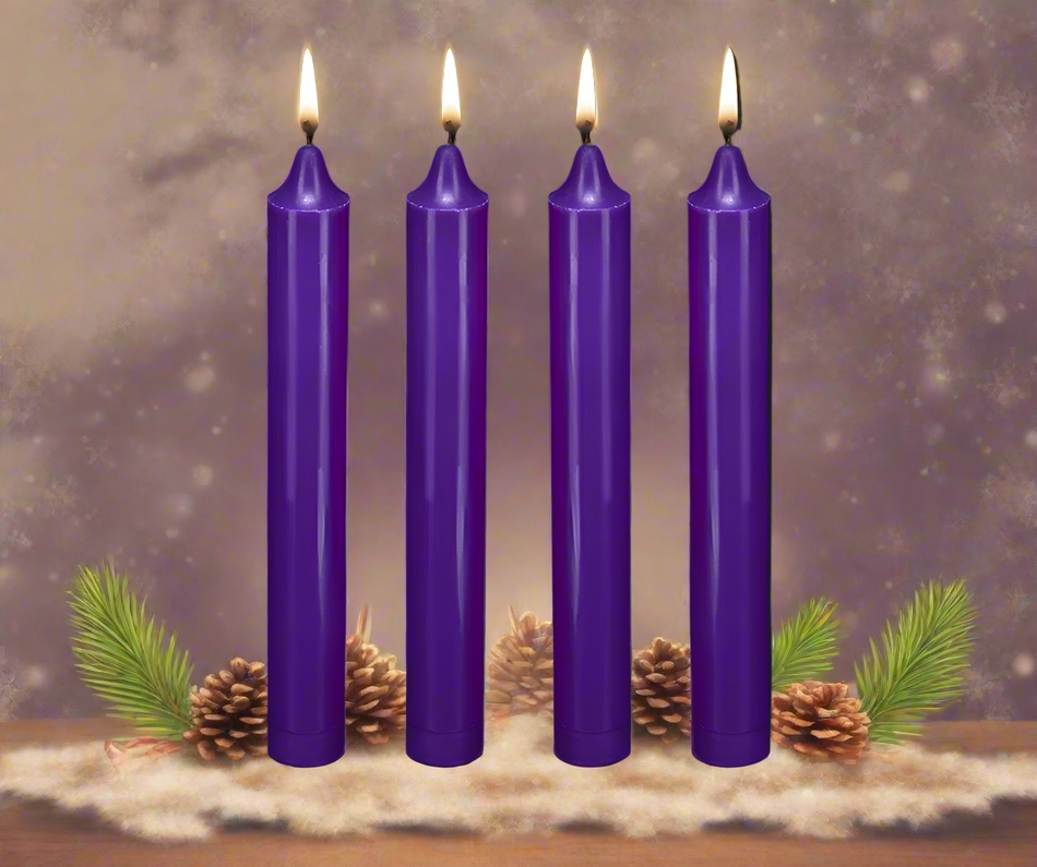 2″ × 1½″ Advent Refill Set | 4 Purple | Straight-Sided Taper Candles