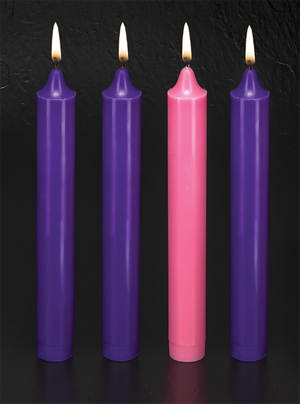 Emkay 12" x 1-1/2" Stearic Advent Candle Set - 3 Purple & 1 Pink