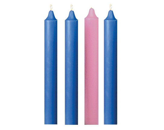 Emkay 12" x 1-1/2" 51% Beeswax Advent Church Candle Set - 3 Blue & 1 Pink