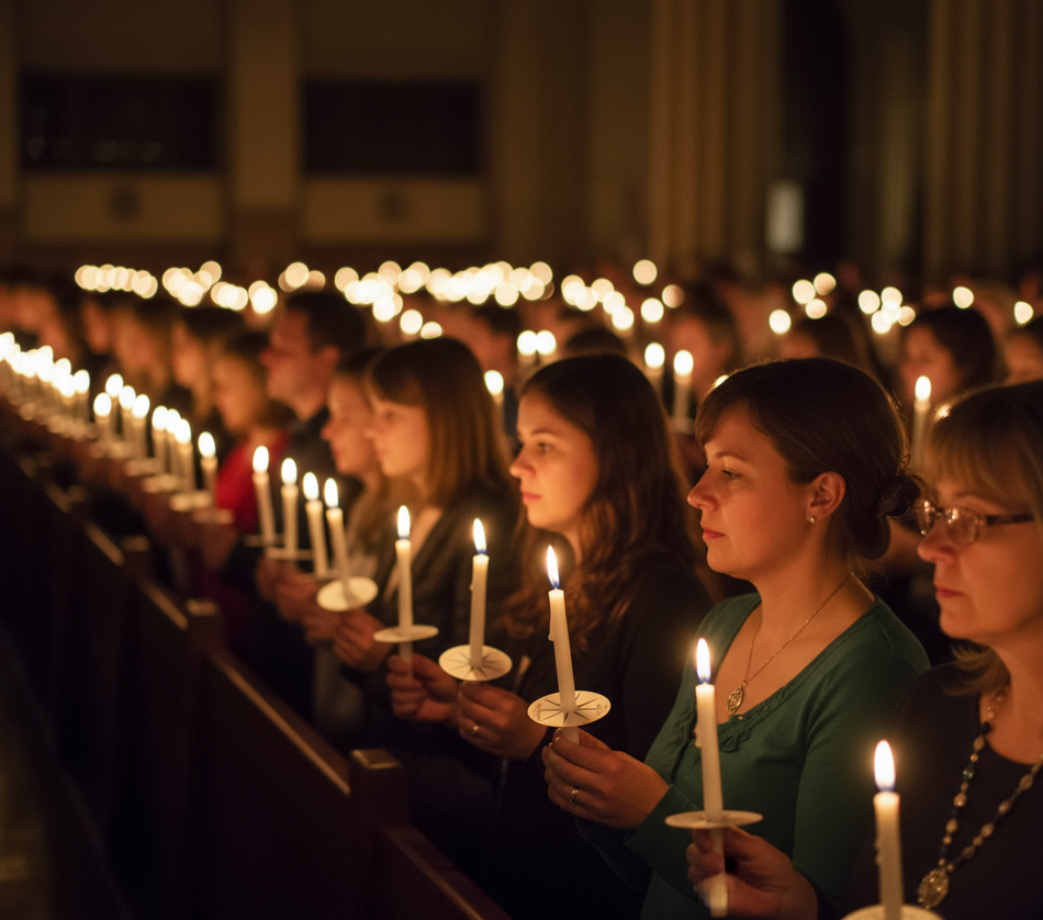 Candle Lite Service Set | 50 Congregation Candles & 50 Drip Protectors | Complete Church Candlelight Kit
