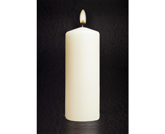 8" Ceremonial Pillar Candle, White