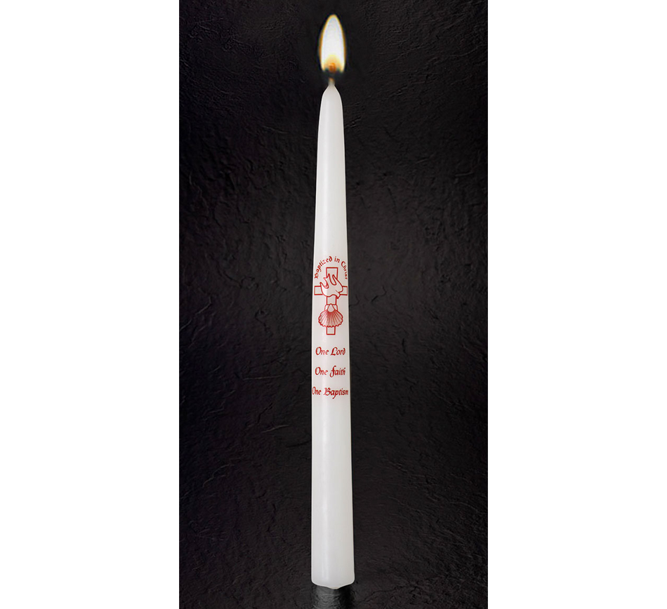 Emkay "One Lord, One Faith, One Baptism" Baptismal Candle - Each