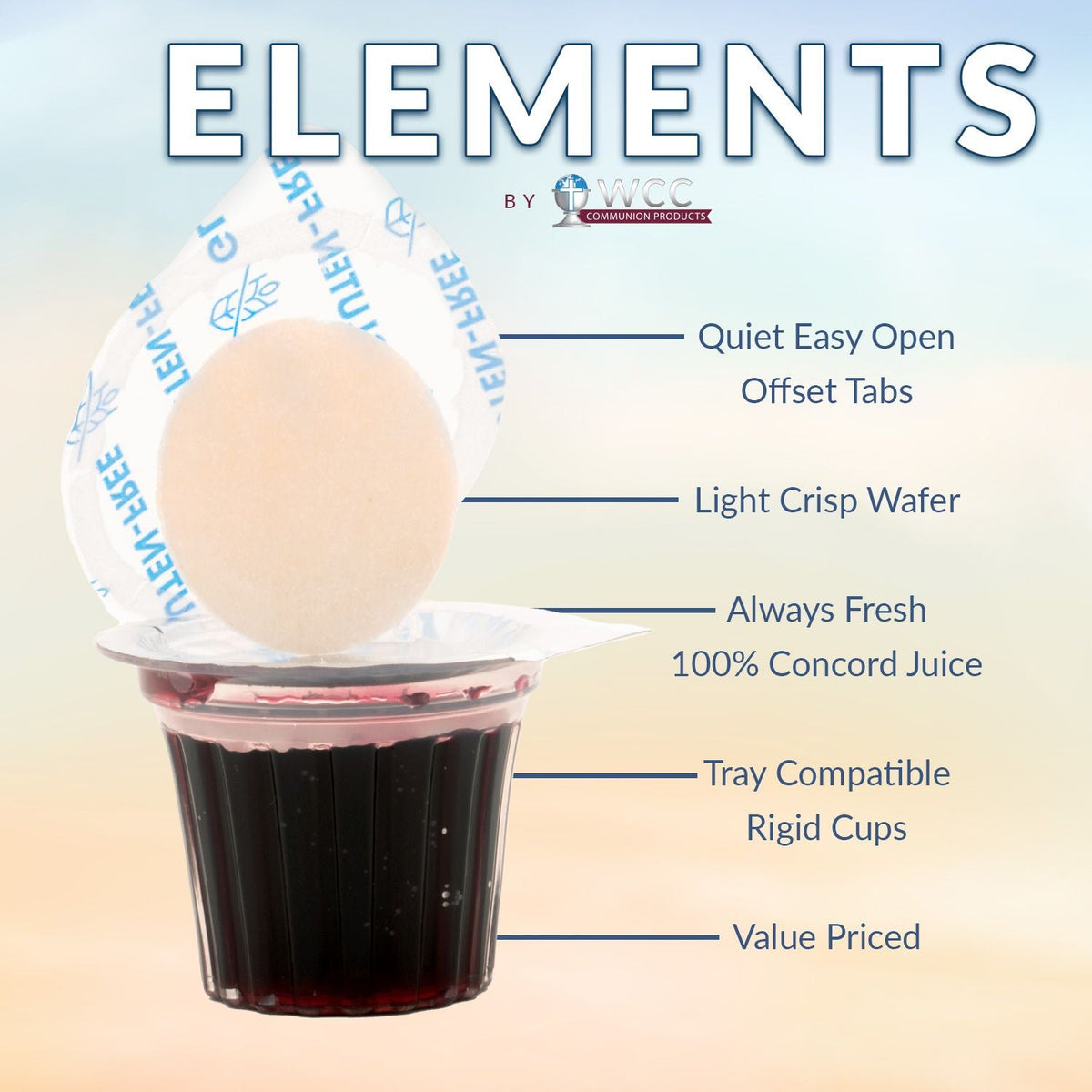 BAGGED Elements Cup - Juice/Gluten-free Wafer - (25 Units) by WCC, product view 5