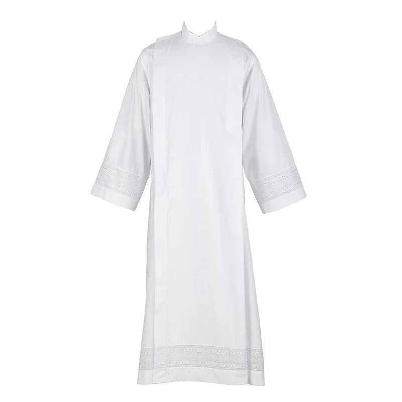 Eyelet Embroidery Front Wrap Alb - Poly/Cotton Blend by R. J. Toomey