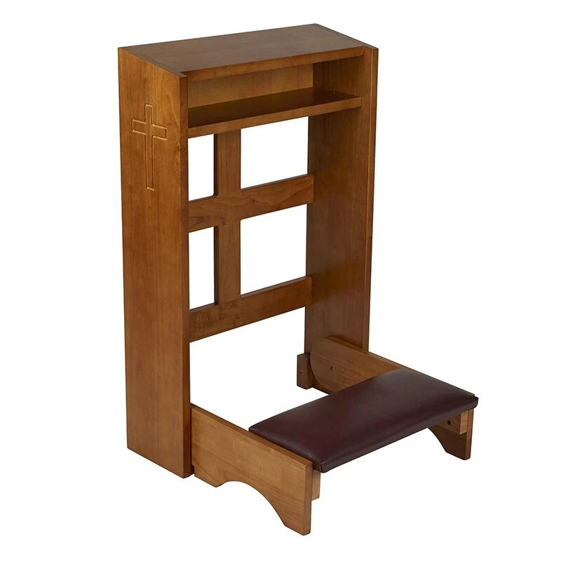 Robert Smith Engraved Cross Folding Kneeler - Medium Oak by Christian Brands, product view 2