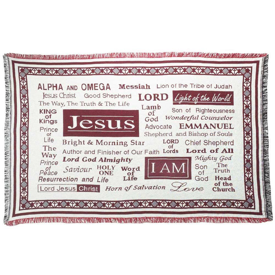 Names of Jesus Christ Red and Cream 36 x 48 All Cotton Petite Throw Blanket by Dicksons