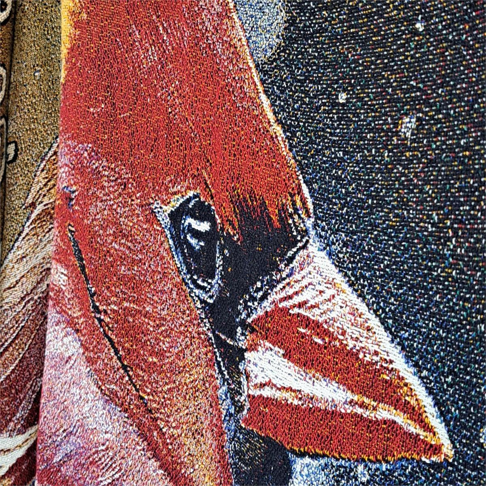 Cardinal - Then Sings My Soul, Red/Brown 70 x 50 Inch Cotton Tapestry Throw by Dicksons, product view 2