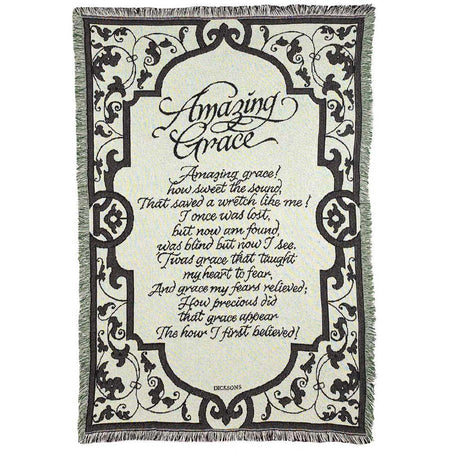 Amazing Grace Trellis on Cream 46 x 68 All Cotton Tapestry Throw Blanket by Dicksons
