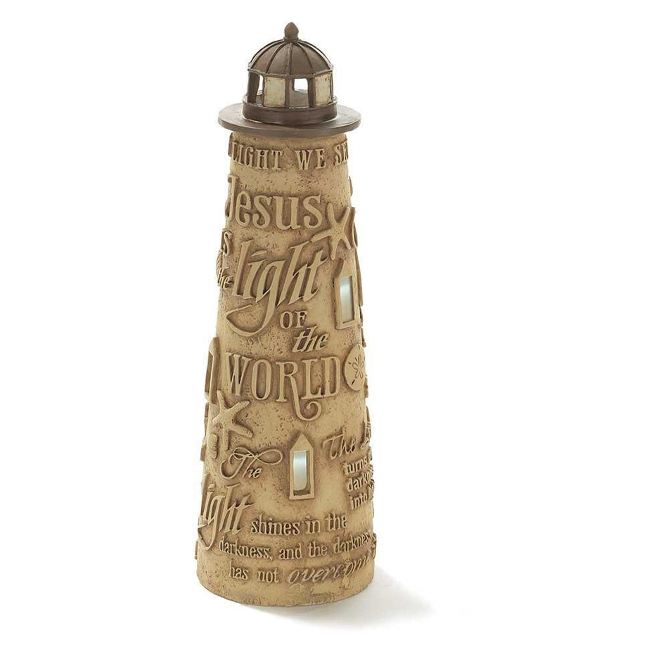 Lighthouse Shines in The Darkness LED Light-up 8 x 4 inch Resin Stone Table Top by Dicksons