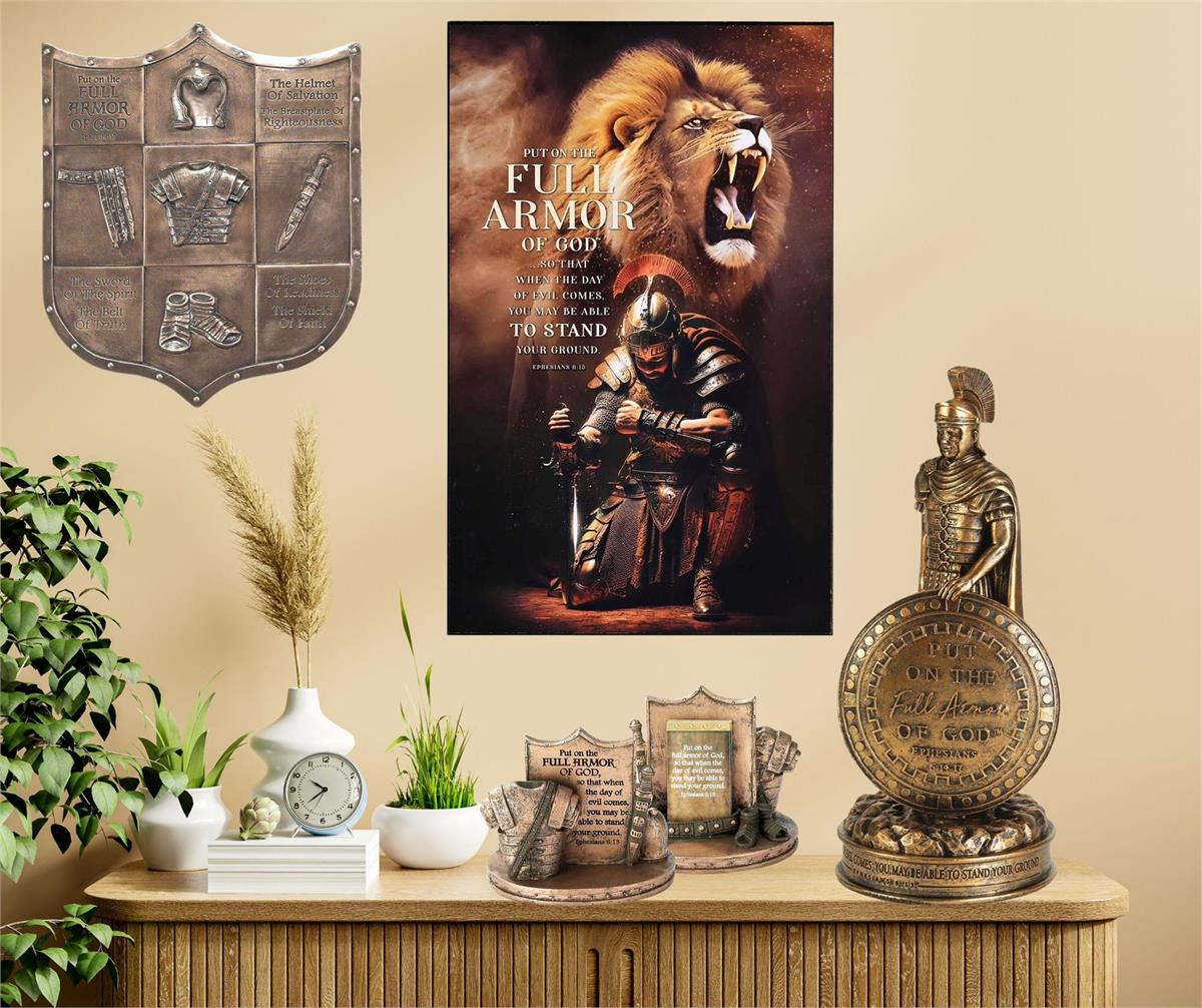 Full Armor of God Ephesians 6:14-17 Gold and Black Resin Collectible Figurine by Dicksons, product view 4