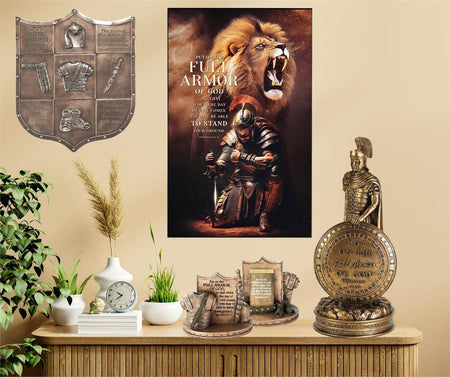 Full Armor of God Ephesians 6:14-17 Gold and Black Resin Collectible Figurine by Dicksons, product view 4