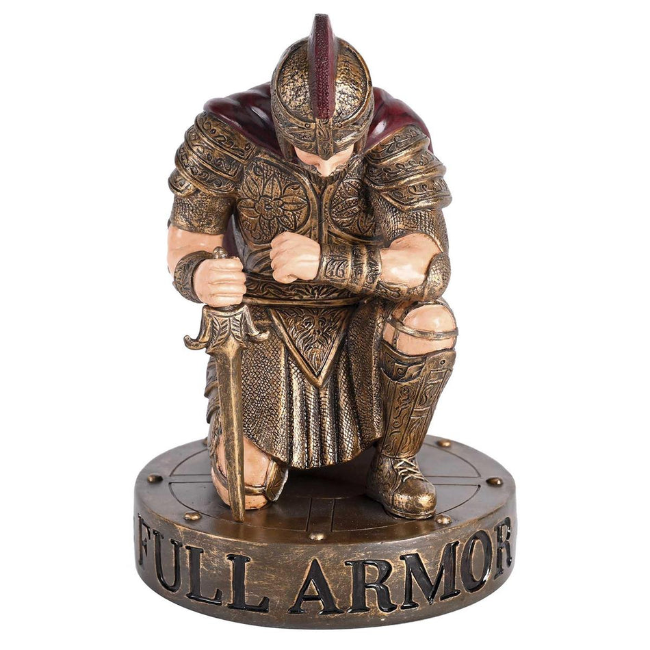 Decorative Christian Tabletop Figurine 4.25 x 7 Inch Resin Kneeling Warrior by Dicksons, product view 2