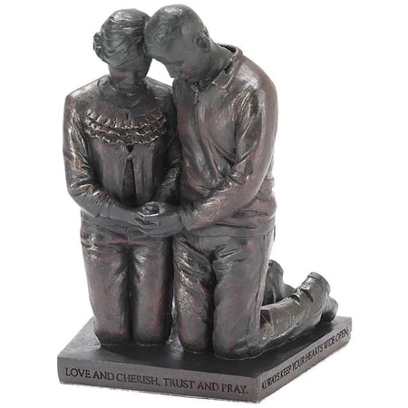 Praying Husband and Wife 5 inch Grey Resin Stone Table Figurine by Dicksons