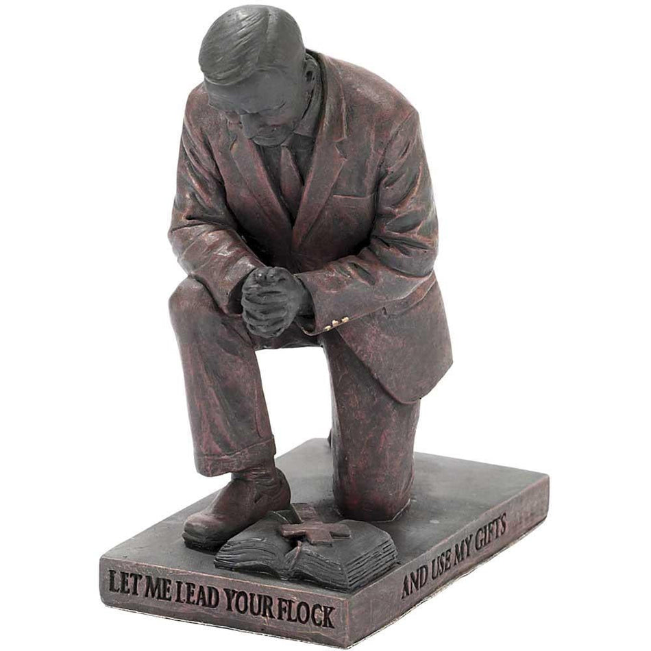 Lead Your Flock Praying Pastor 5 inch Bronze Resin Stone Table Top Figurine by Dicksons