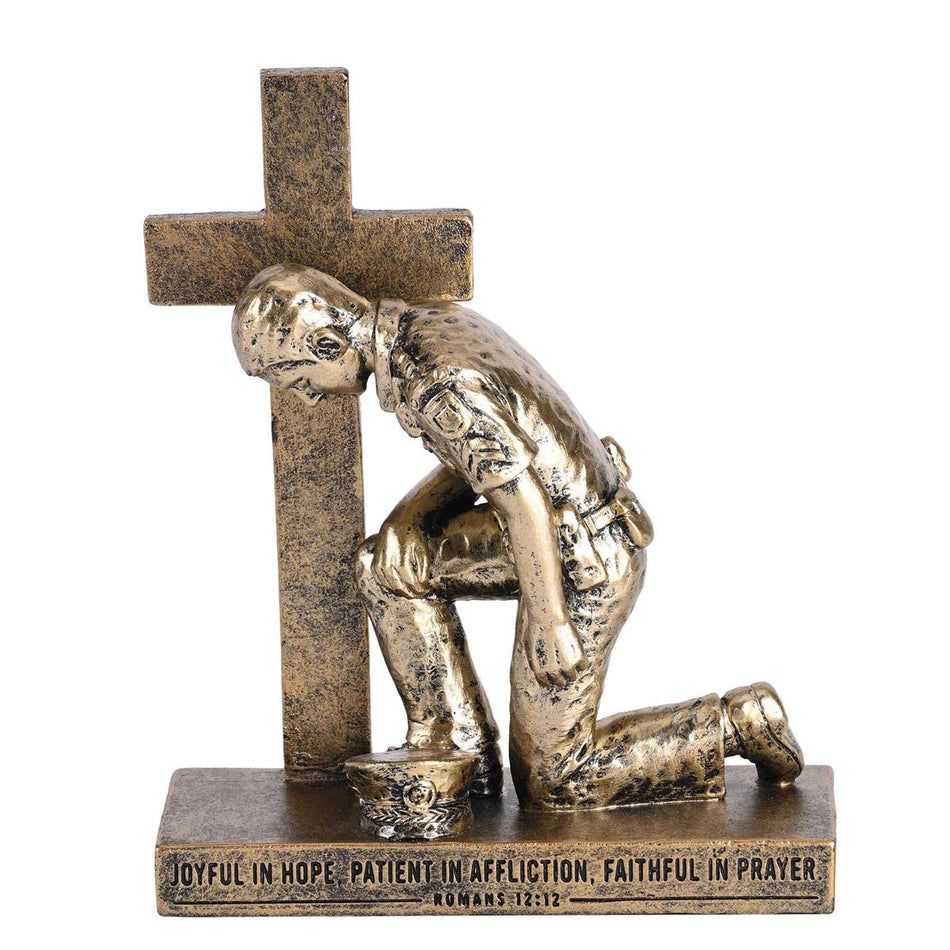 Called to Pray Cross Police Officer Romans 12:12 Gold Resin Collectible by Dicksons
