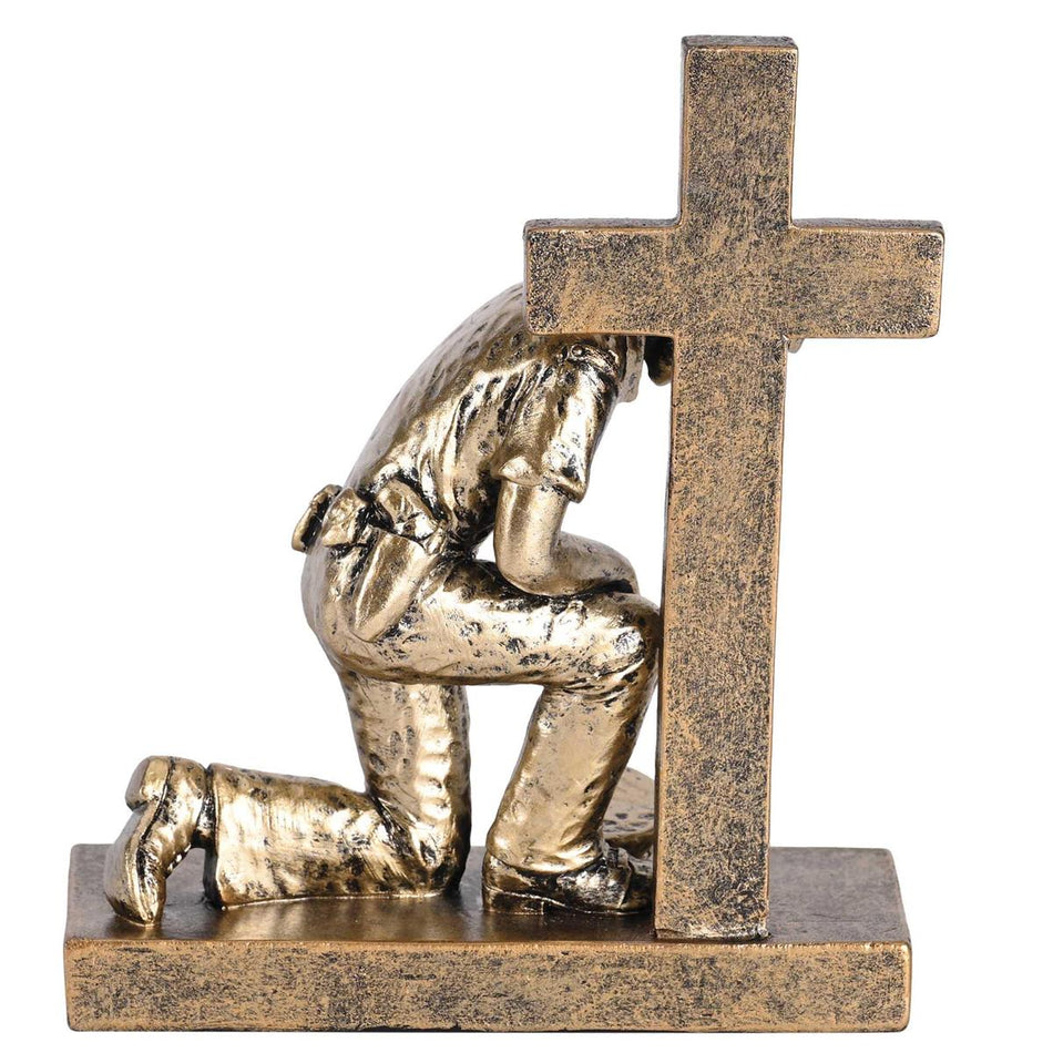 Called to Pray Cross Police Officer Romans 12:12 Gold Resin Collectible by Dicksons, product view 2
