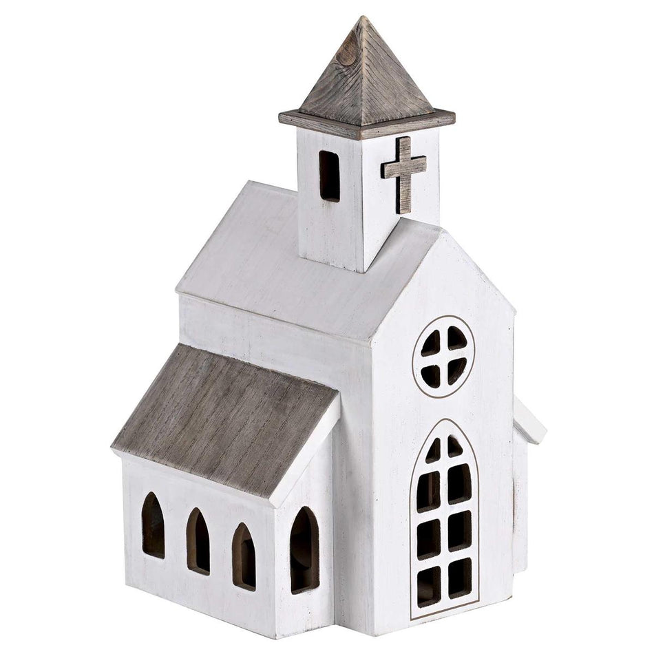 Christmas Tabletop Figurine Festive Holiday Décor 7.5 x 12 Inch Wood White by Dicksons, product view 2