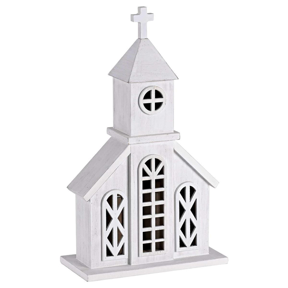 Christmas Tabletop Figurine Festive Holiday Décor 7.75 x 13.5 Inch Wood White by Dicksons, product view 2