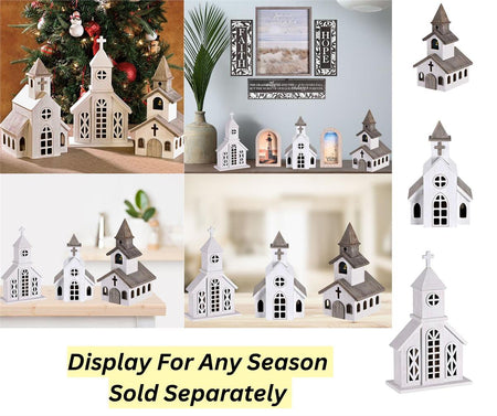 Christmas Tabletop Figurine Festive Holiday Décor 7.75 x 13.5 Inch Wood White by Dicksons, product view 5