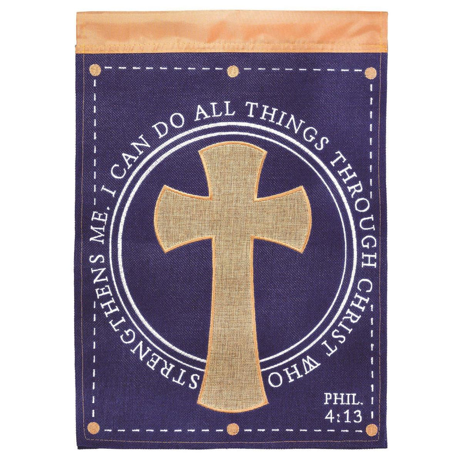 Flag I Can Do All Phil 4:13 Burlap 13x18 by Dicksons