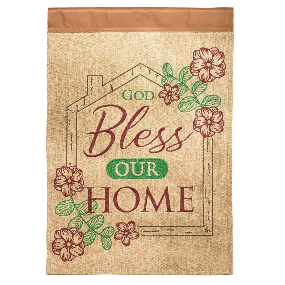 Flag God Bless Our Home Burlap 13x18 by Dicksons