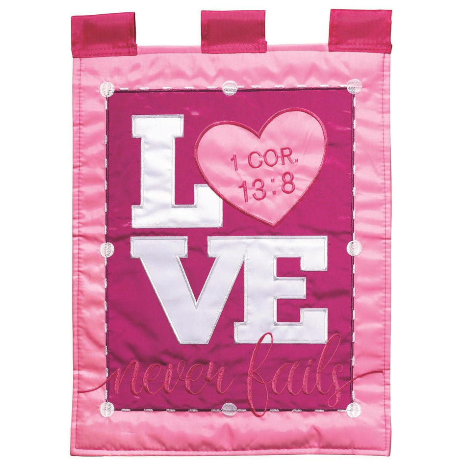 Flag Love Never Fails 1Cor. 13:8 13x18 by Dicksons