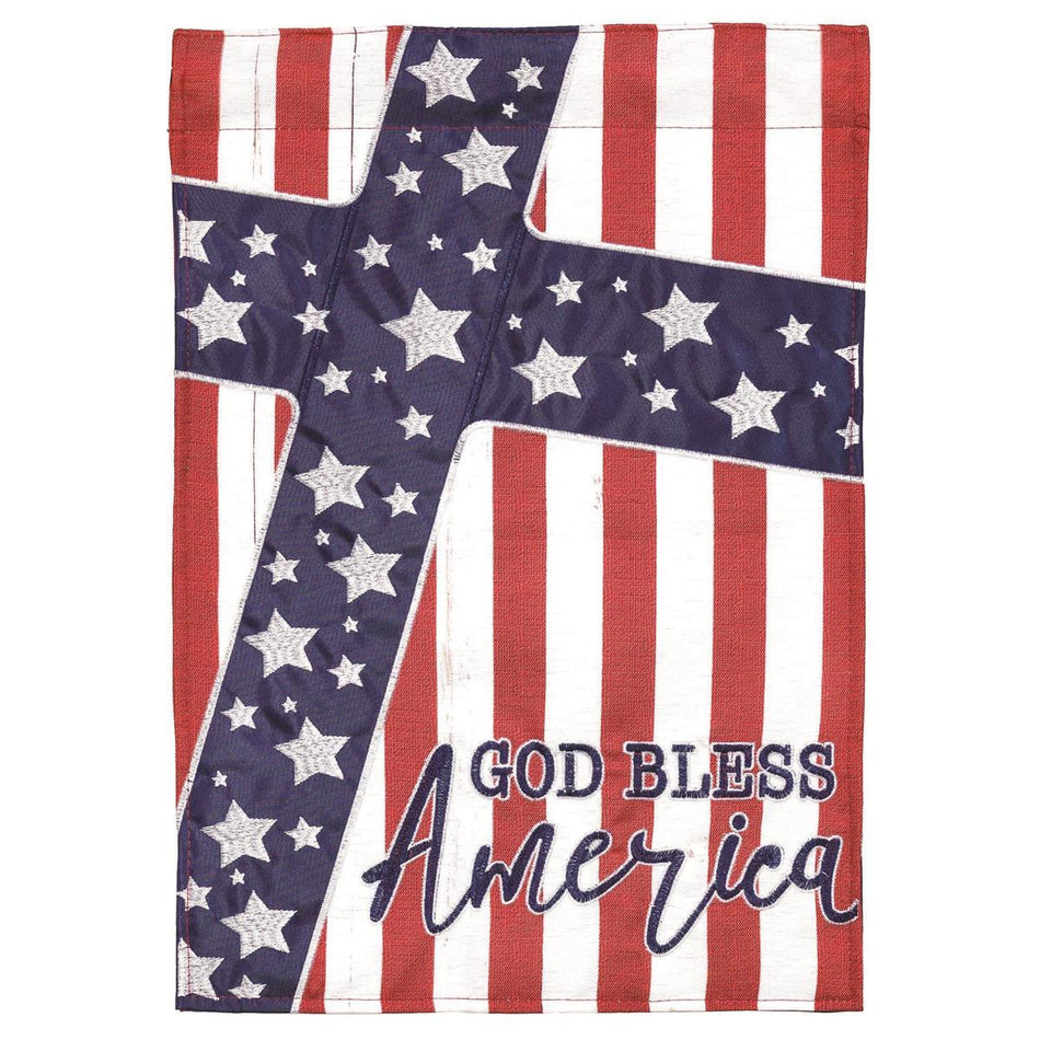 Flag God Bless America Cross 13x18 by Dicksons
