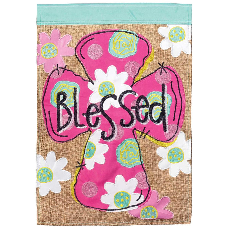 Flag Blessed Floral Cross 13x18 by Dicksons