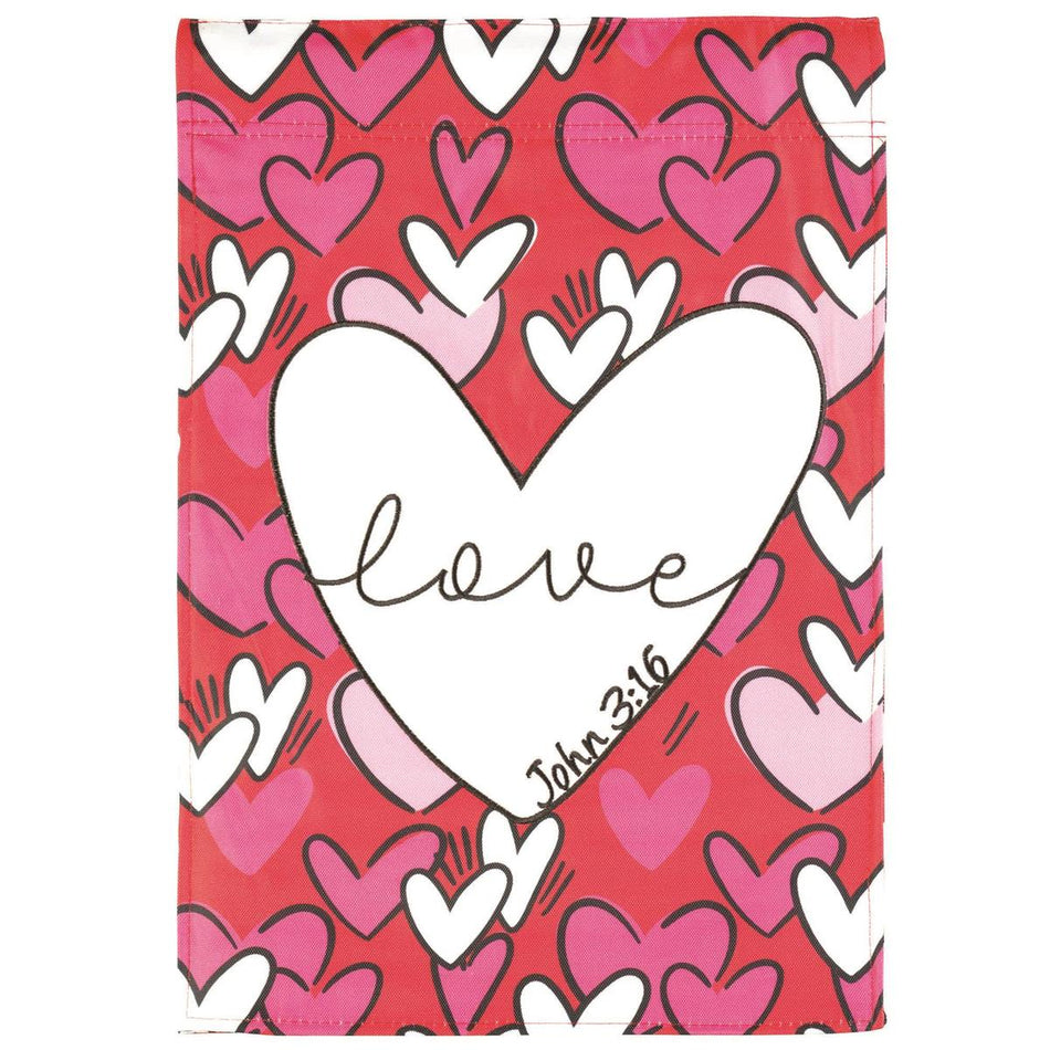 Flag Hearts Love John 3:16 13x18 by Dicksons