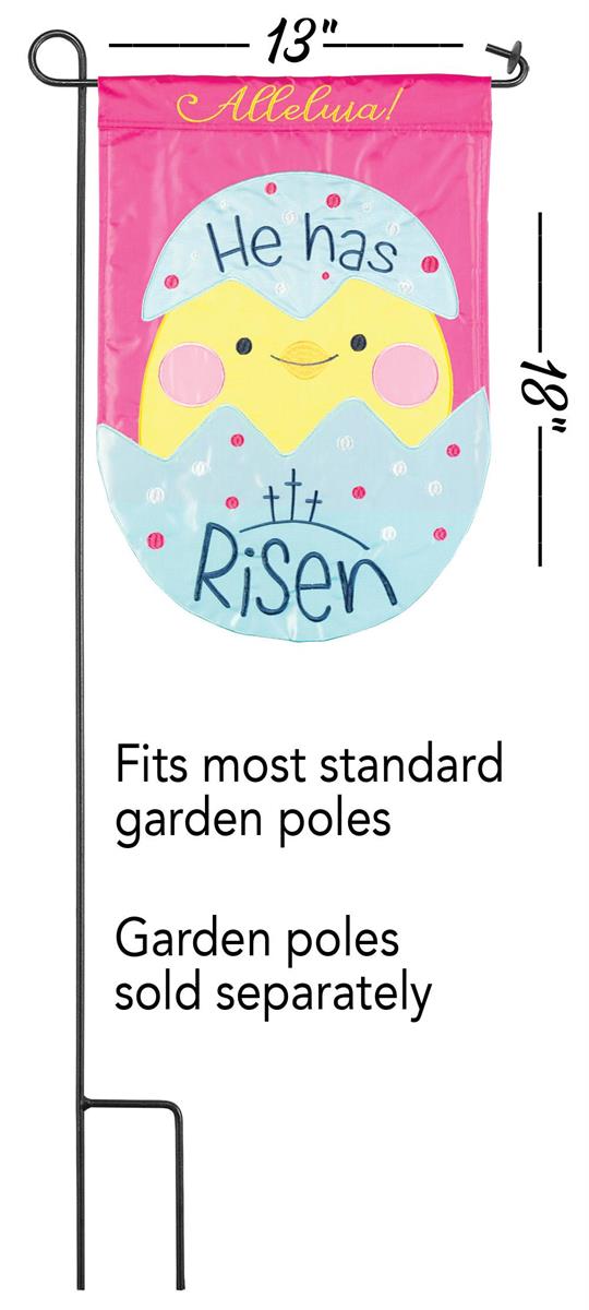 Chick He Is Risen Alleluia Double Thickness Multicolor 13 x 18 Polyester Garden by Dicksons, product view 2