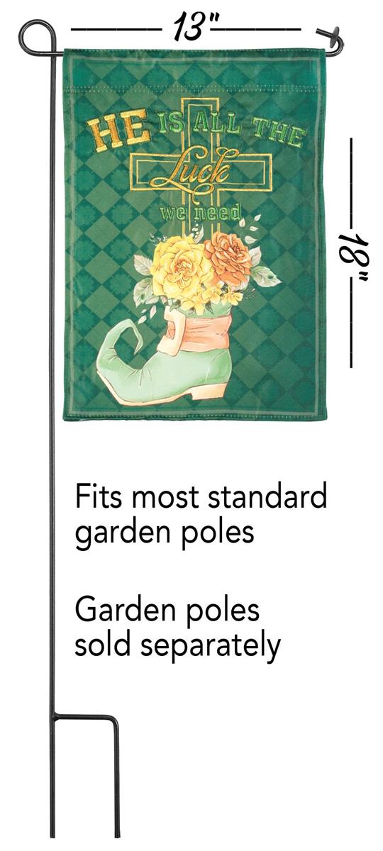 He Is All The Luck We Need Applique Decorative Green 13 x 18 Polyester Garden by Dicksons, product view 2