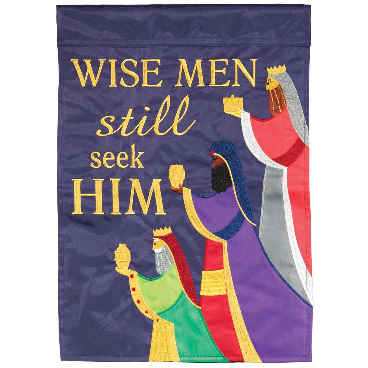 Wise Men Still Seek Him Purple and Gold Tone 18 x 13 Inch Christmas Outdoor by Dicksons