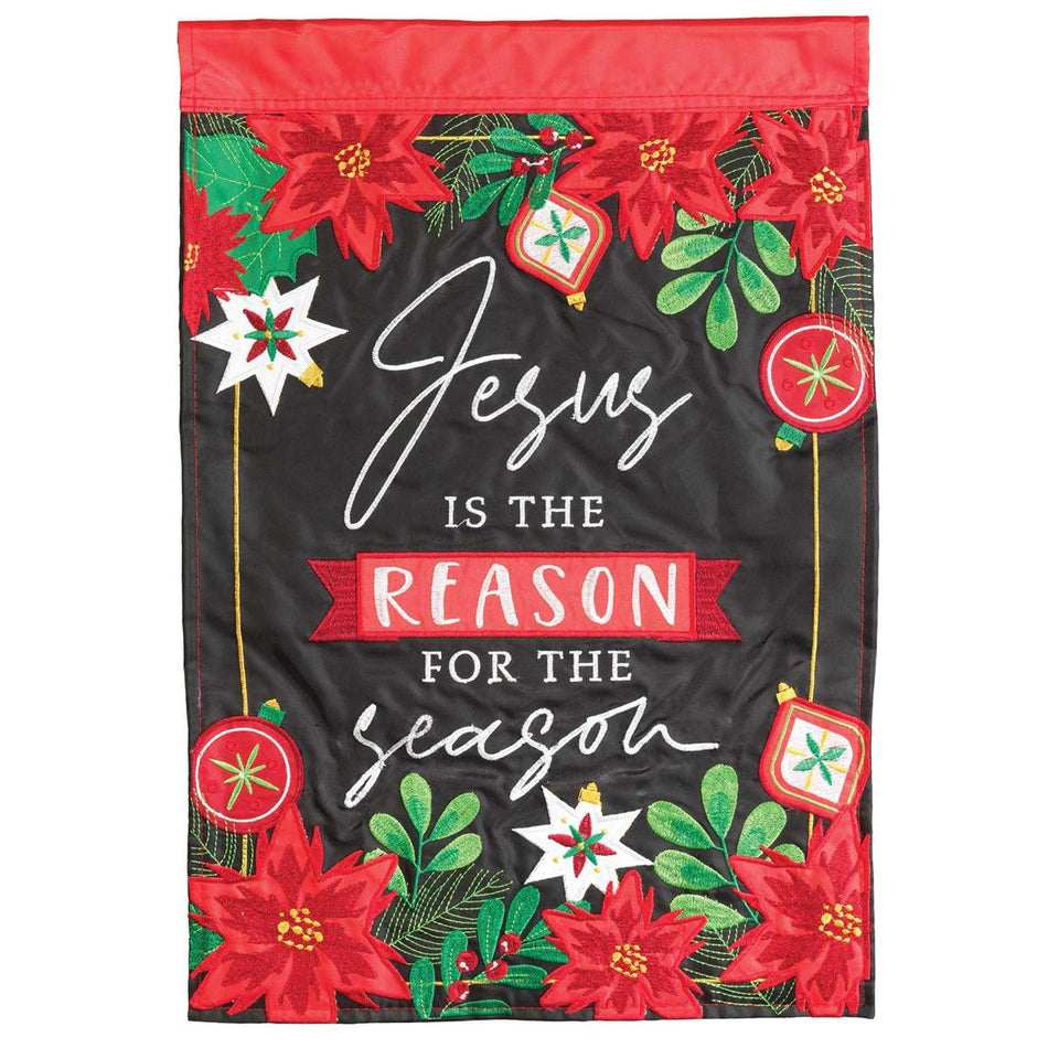 Reason For The Season Red and Black 18 x 13 Inch Christmas Outdoor Garden Flag by Dicksons