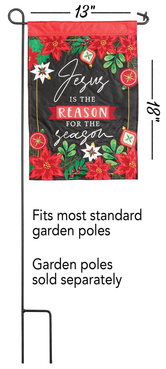 Reason For The Season Red and Black 18 x 13 Inch Christmas Outdoor Garden Flag by Dicksons, product view 2