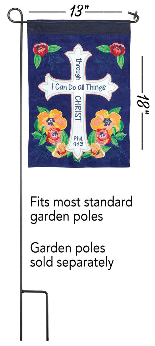 Can Do All Things Through Christ Navy Floral 13 x 18 Polyester Garden Flag by Dicksons, product view 2