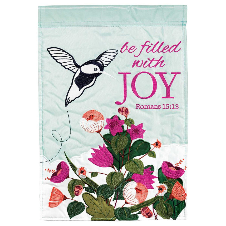 Be Filled with Joy Pink Floral 13 x 18 Polyester Garden Flag by Dicksons