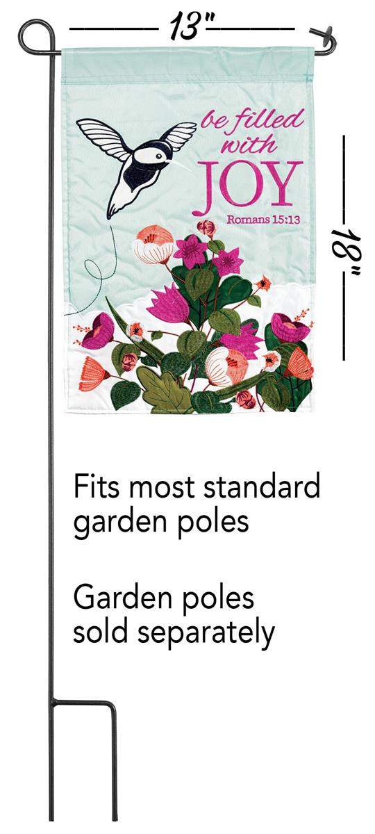 Be Filled with Joy Pink Floral 13 x 18 Polyester Garden Flag by Dicksons, product view 2