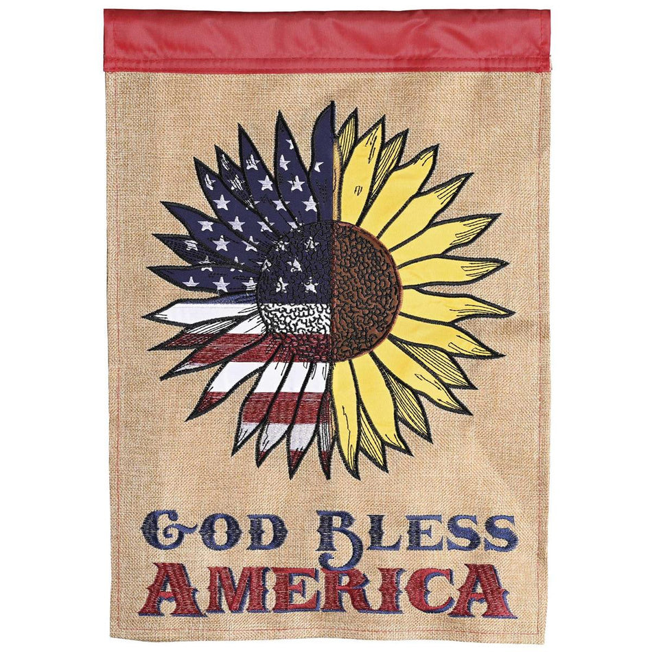 Flag God Bless America Burlap 13x18 by Dicksons