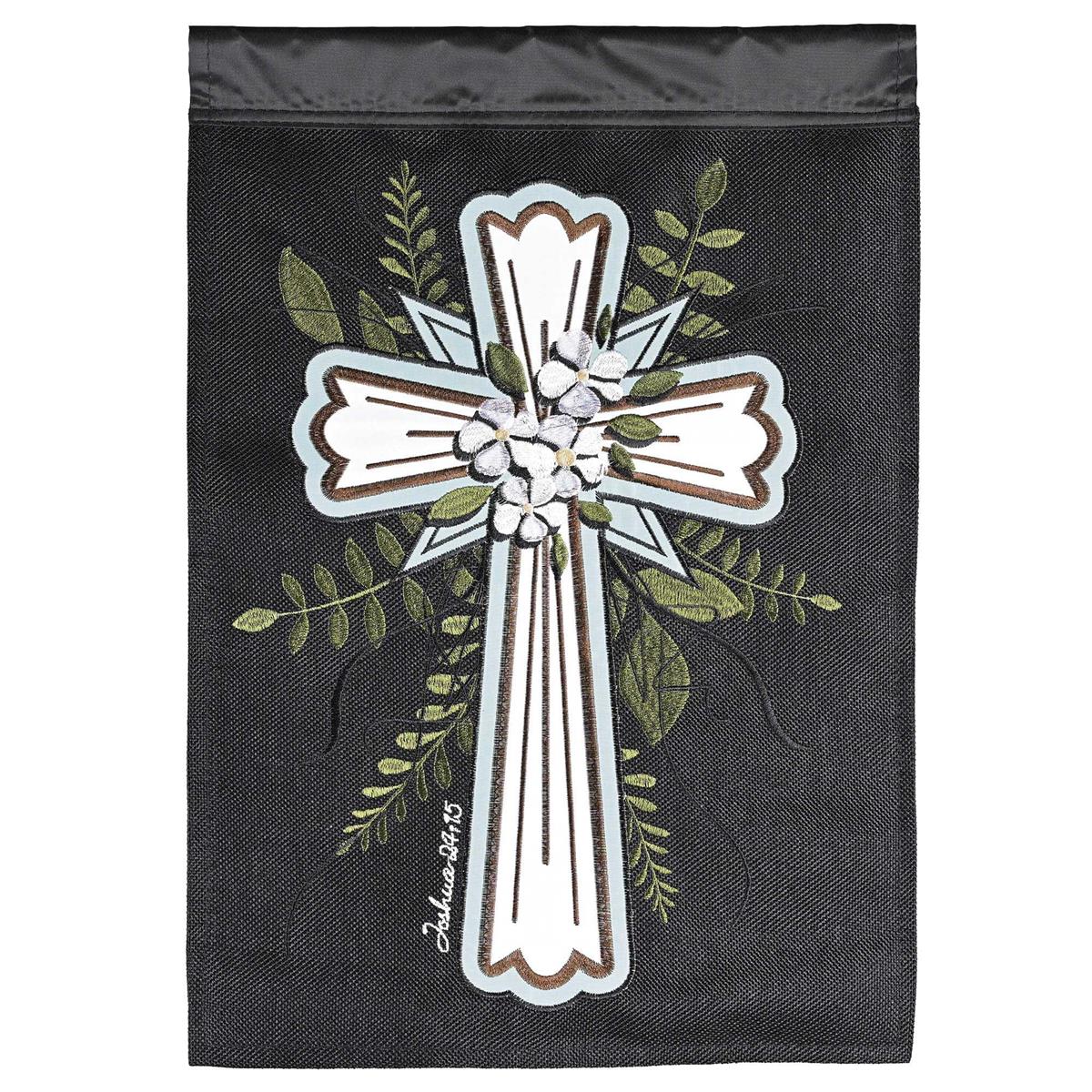 Flag Cross Joshua 24:15 Burlap 13x18 by Dicksons