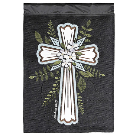 Flag Cross Joshua 24:15 Burlap 13x18 by Dicksons