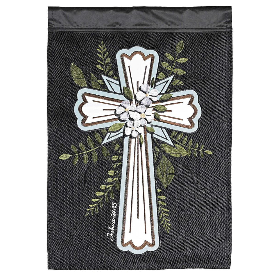 Flag Cross Joshua 24:15 Burlap 13x18 by Dicksons